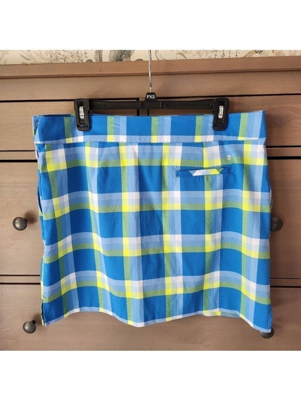Izod Blue and White Plaid  Mini Pencil Golf Skort Size 12 - Picture 2 of 7